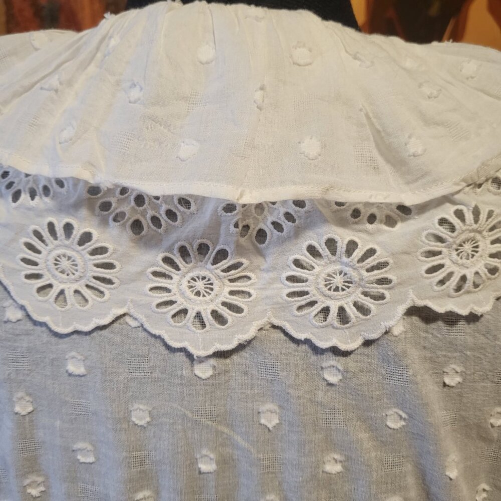 Anthropologie White Lace Wrap Top - Picture 6 of 9